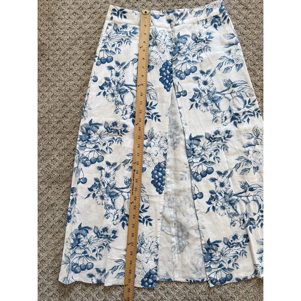 Reformation Jonas Linen 2 Piece Skirt Top Floral Sz 6 Blue White Set Resort - Picture 8 of 16
